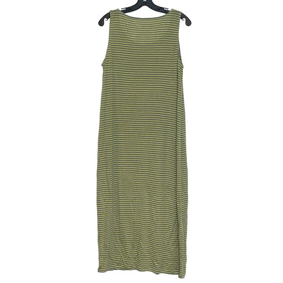 Eileen Fisher Dress Linen Minimalist Beachy Casual Boho Yellow Maxi Stripe MP - Picture 5 of 6